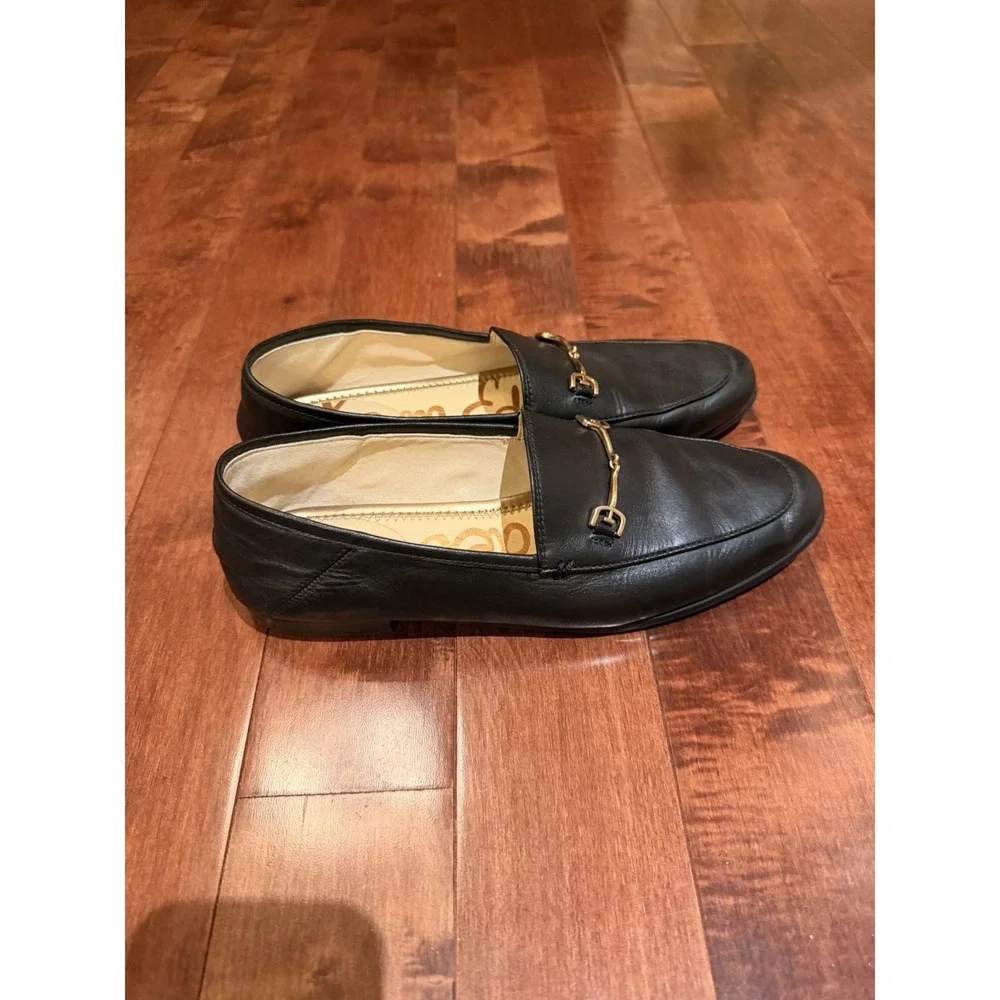 Sam Edelman Lorraine Loafers Women's Size 8 Black Gold Bit EUC Office Preppy
